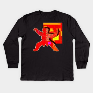 Orange Tai Chi Kids Long Sleeve T-Shirt